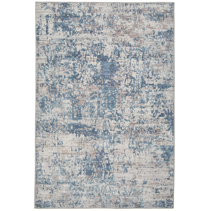 Kukoon Blue Distressed Abstract Rug Wayfair.co.uk
